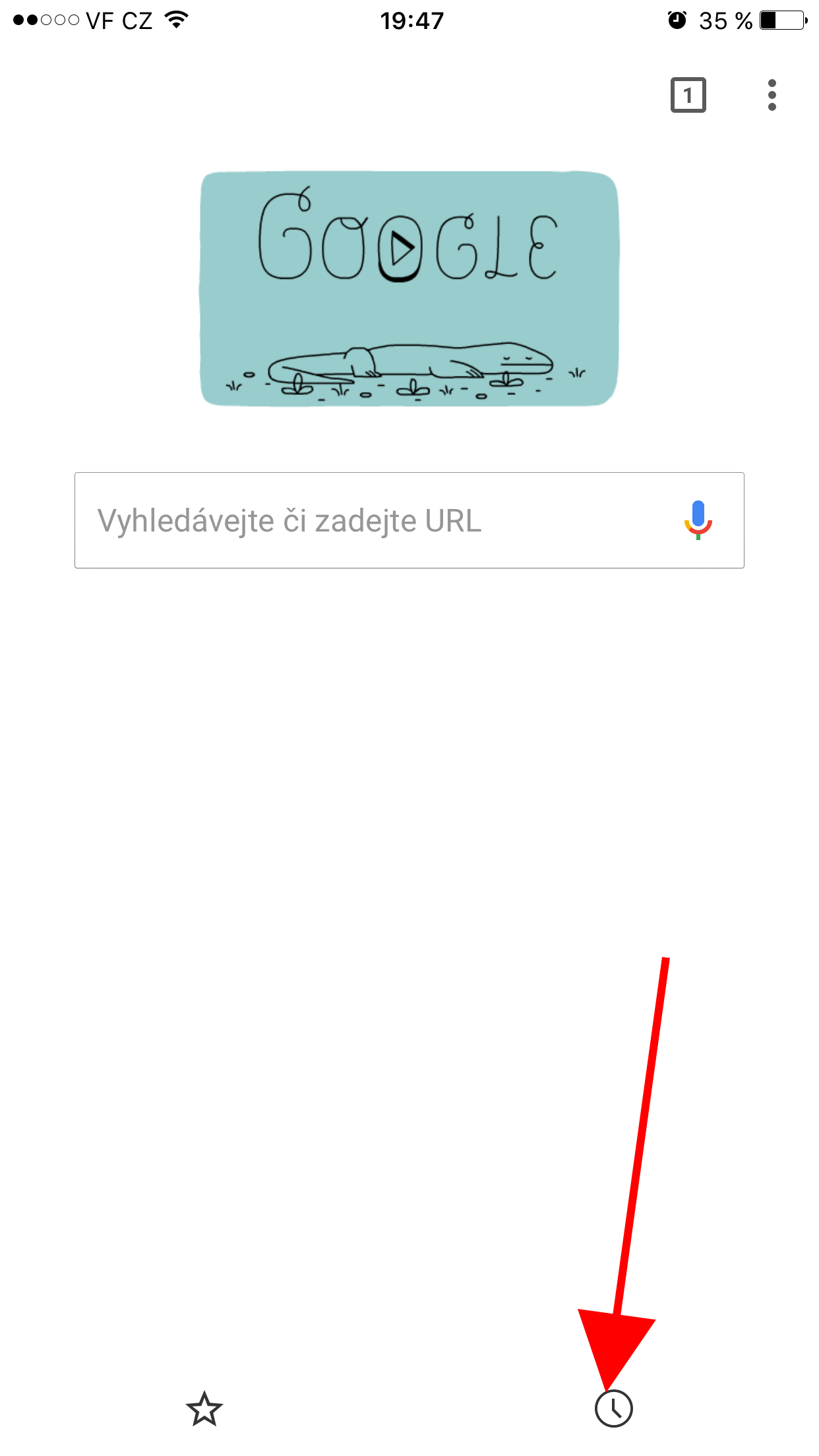 google homepage with history icon 2