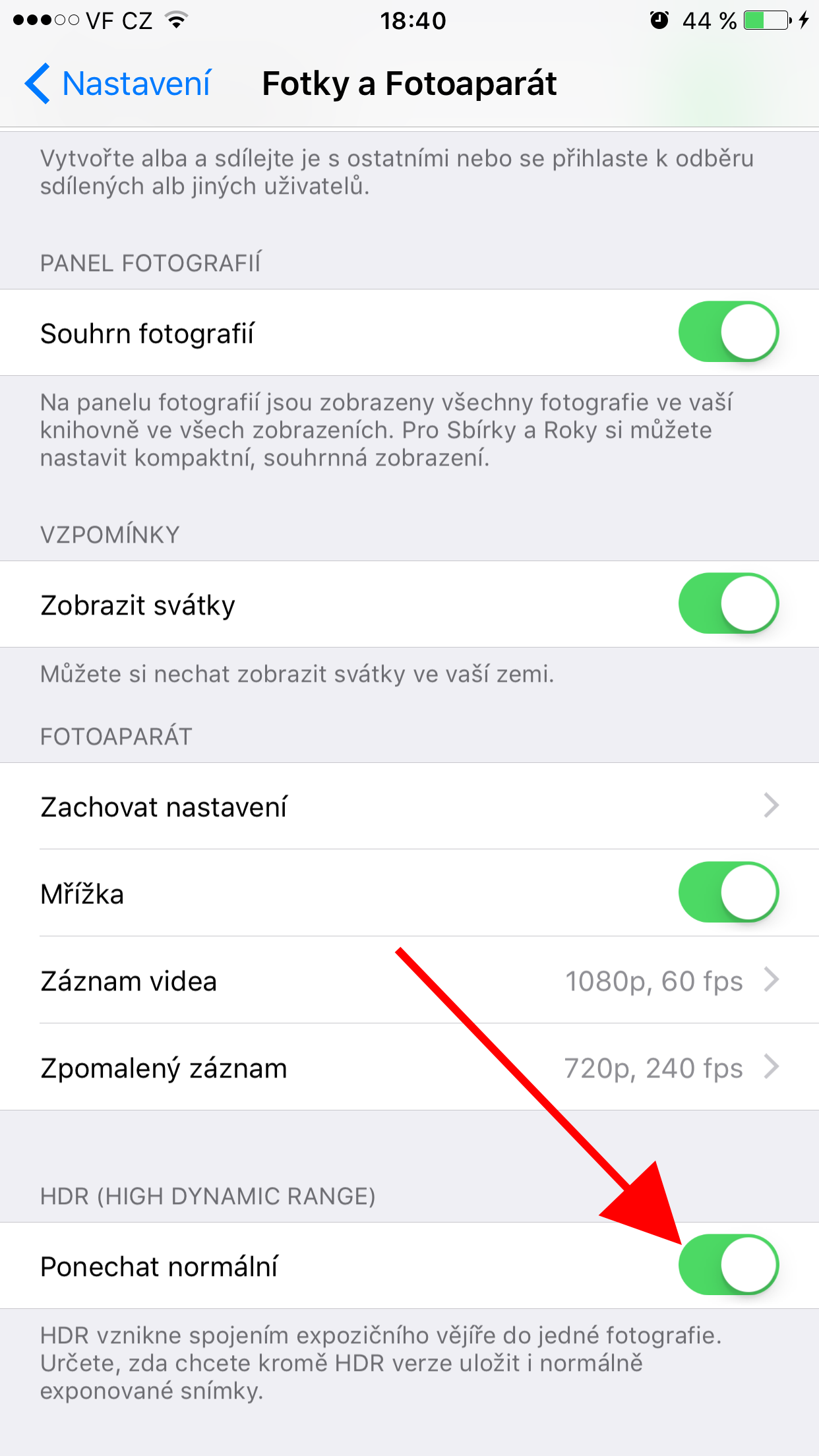 iphone camera settings hdr