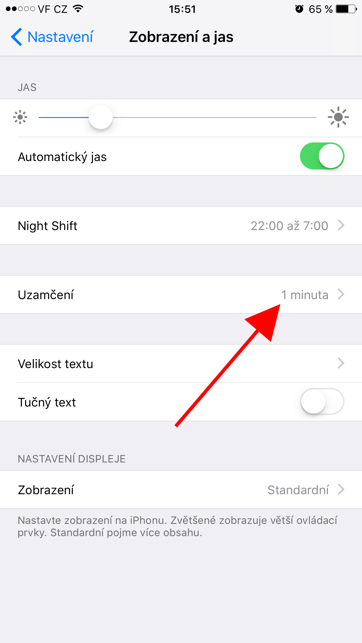 iphone settings brightness