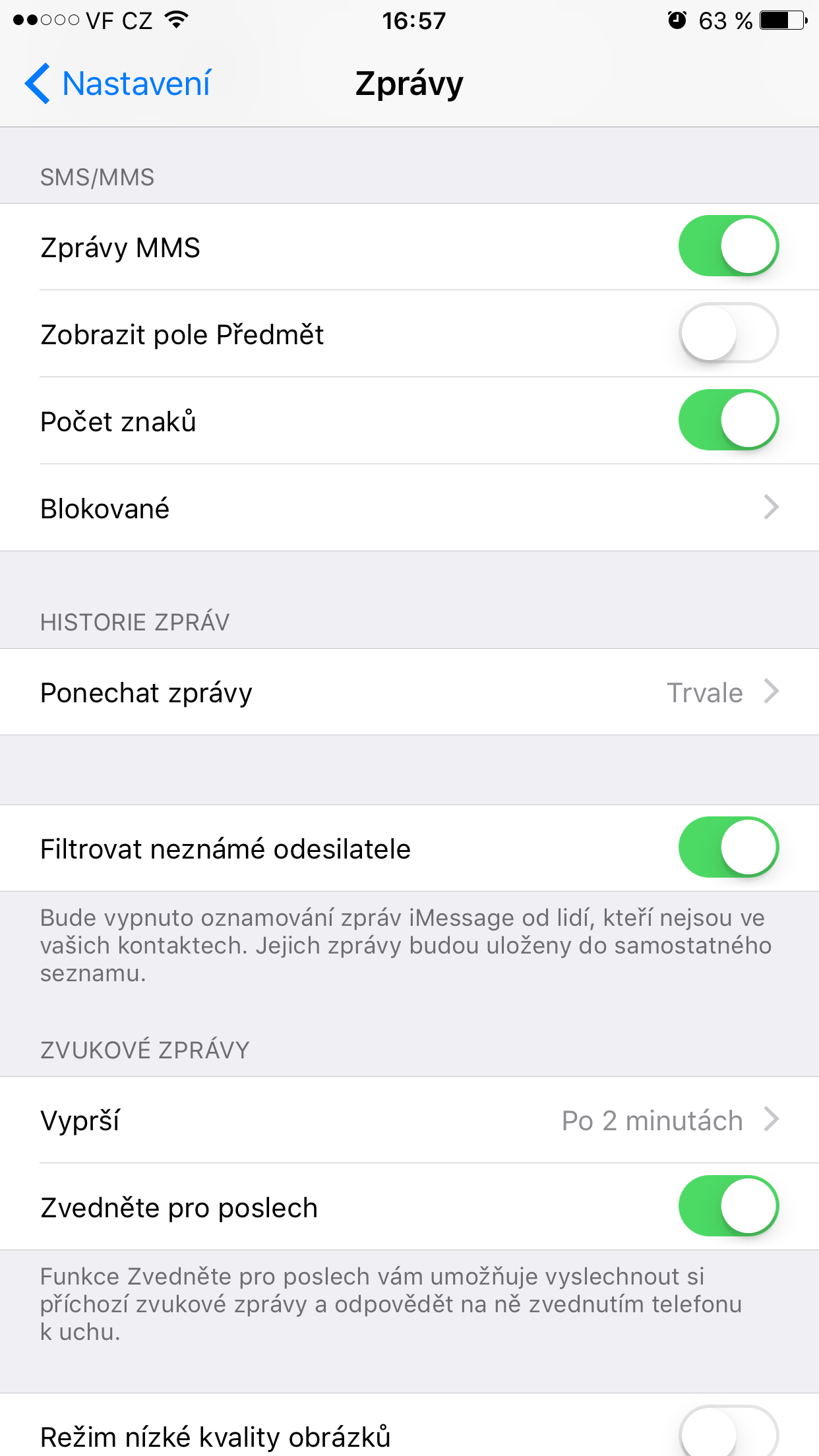 iphone settings filter