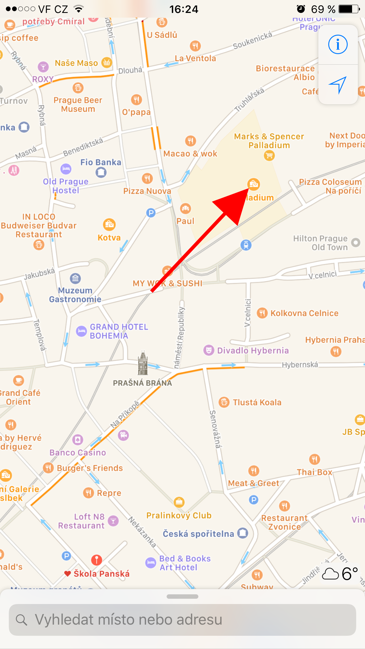 map with location arrow