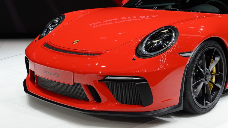 red sports car front closeup