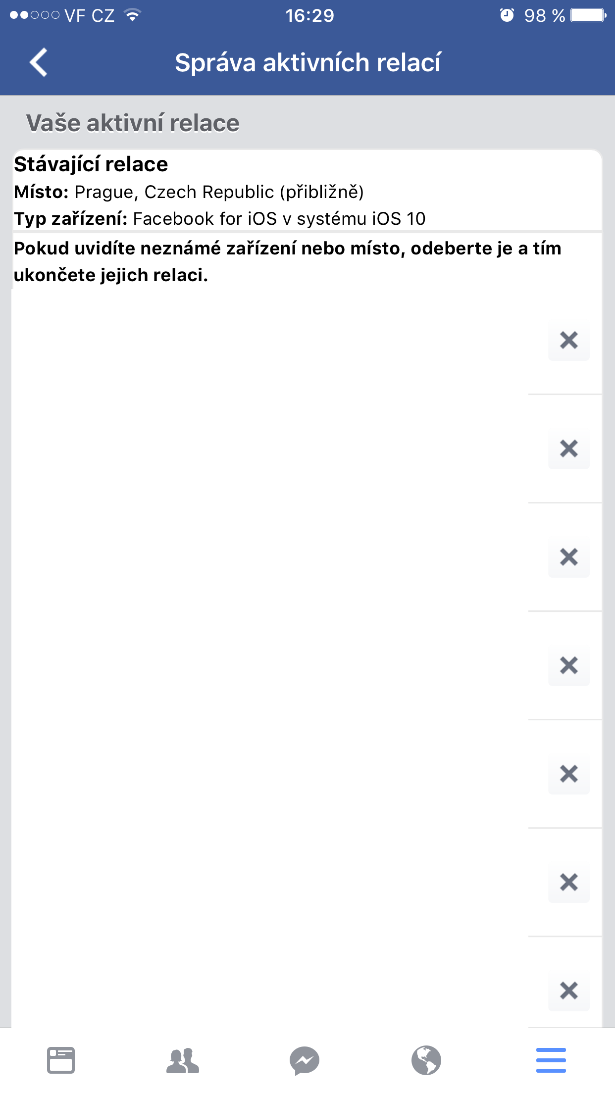 security settings menu highlight