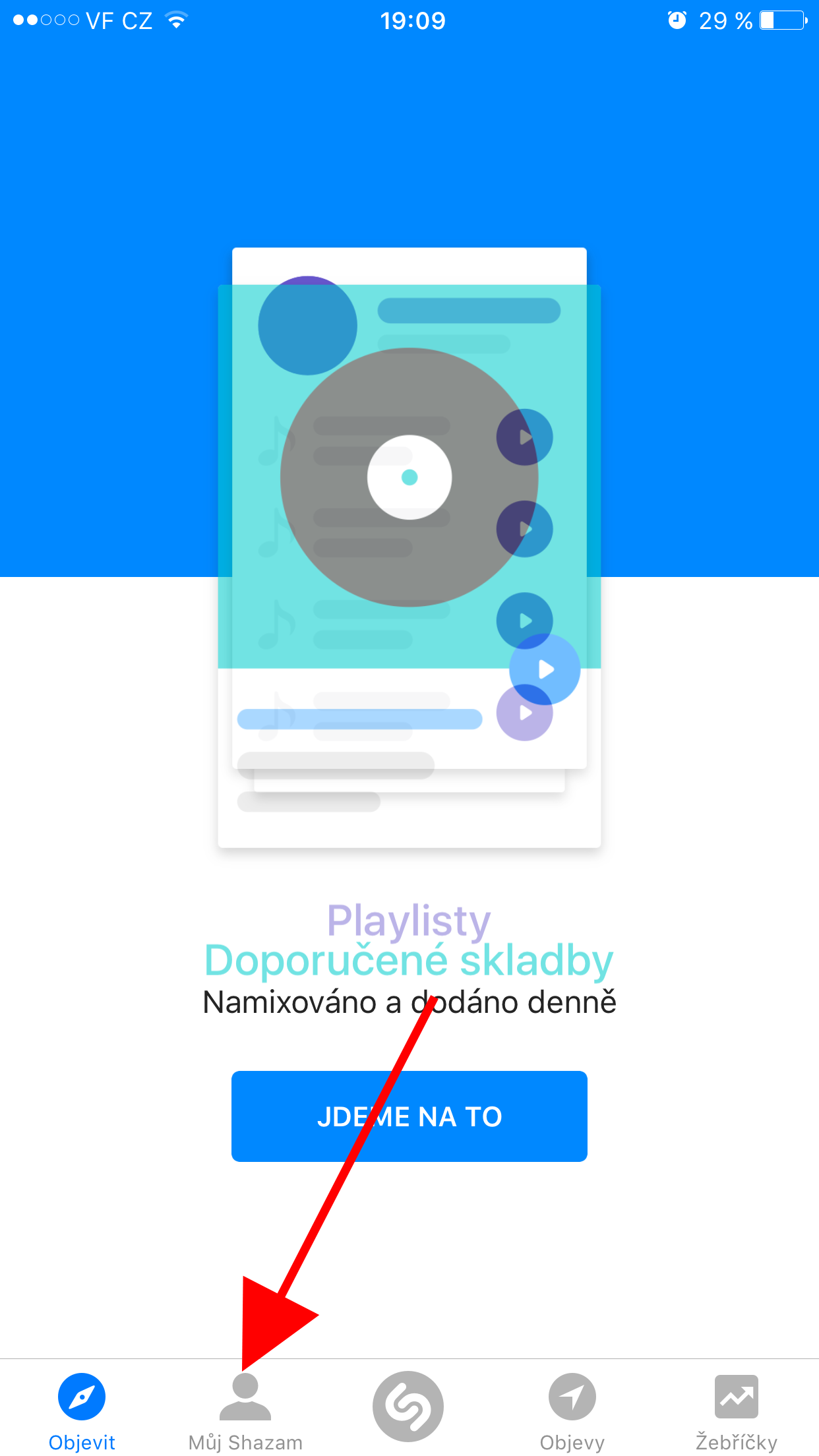 shazam app home screen
