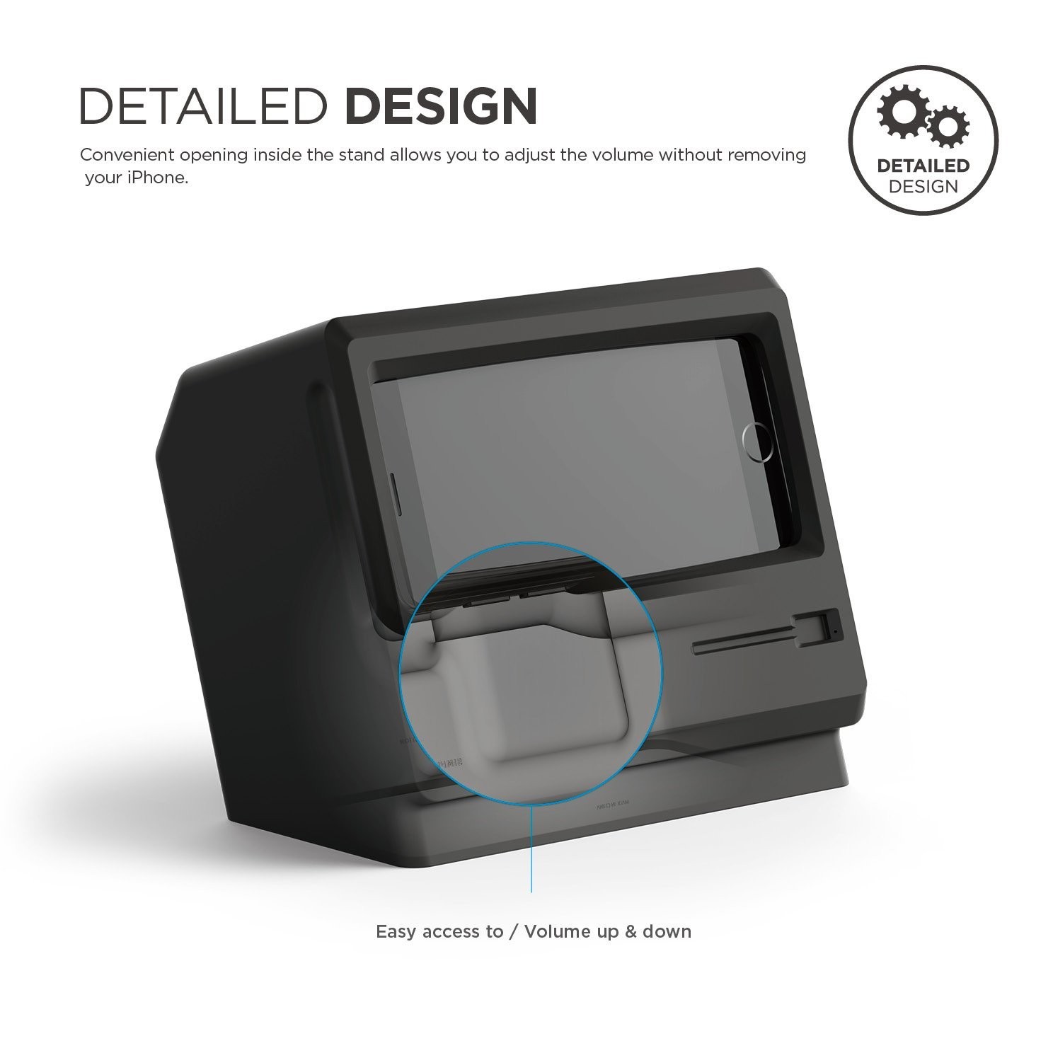 black iphone stand detailed design