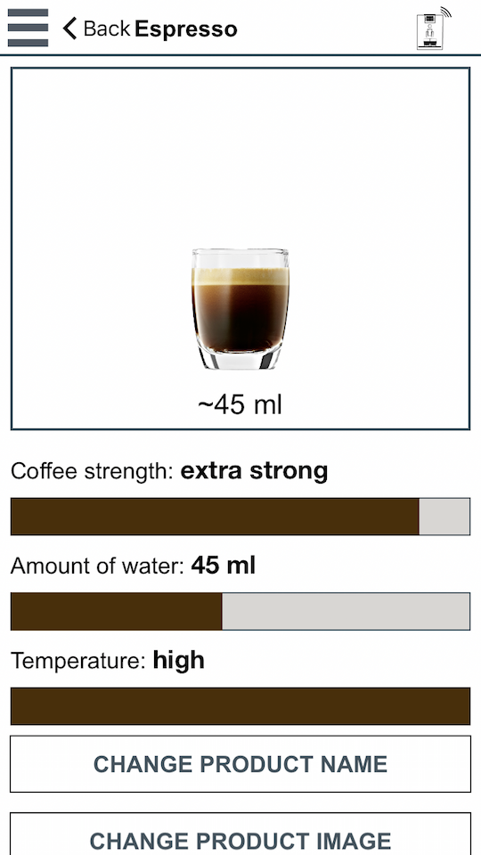 espresso customization settings