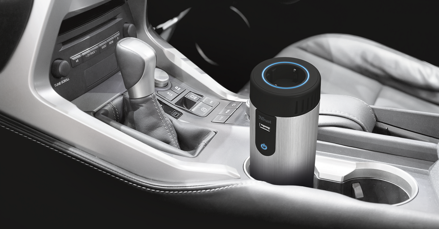 portable car charger in car console