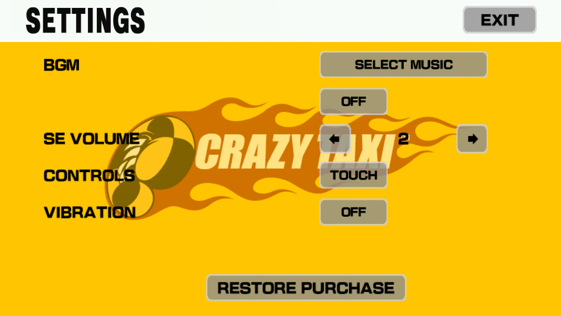 crazy taxi settings