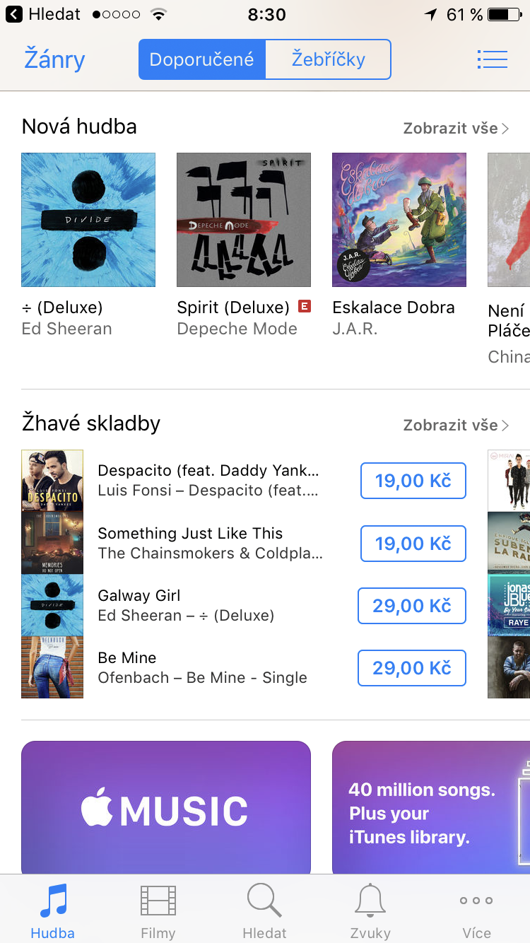 itunes music selection