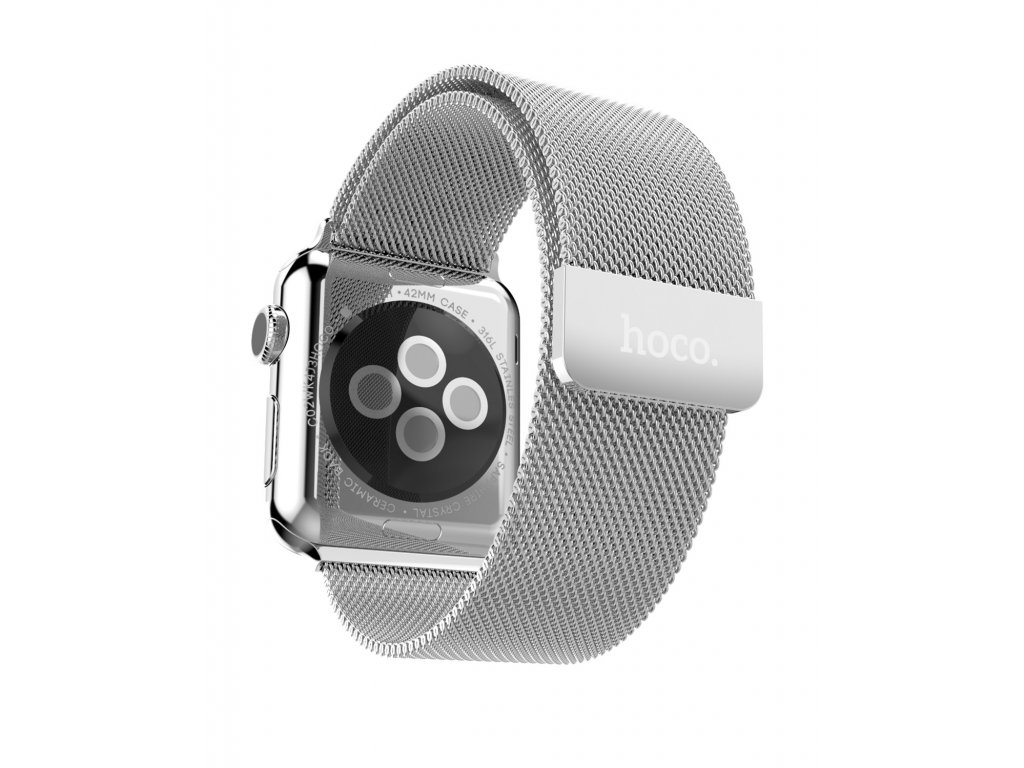 smartwatch with silver mesh band