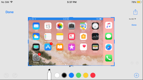 ios screenshot editing colors