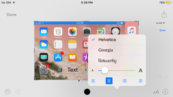 ios screenshot font selection