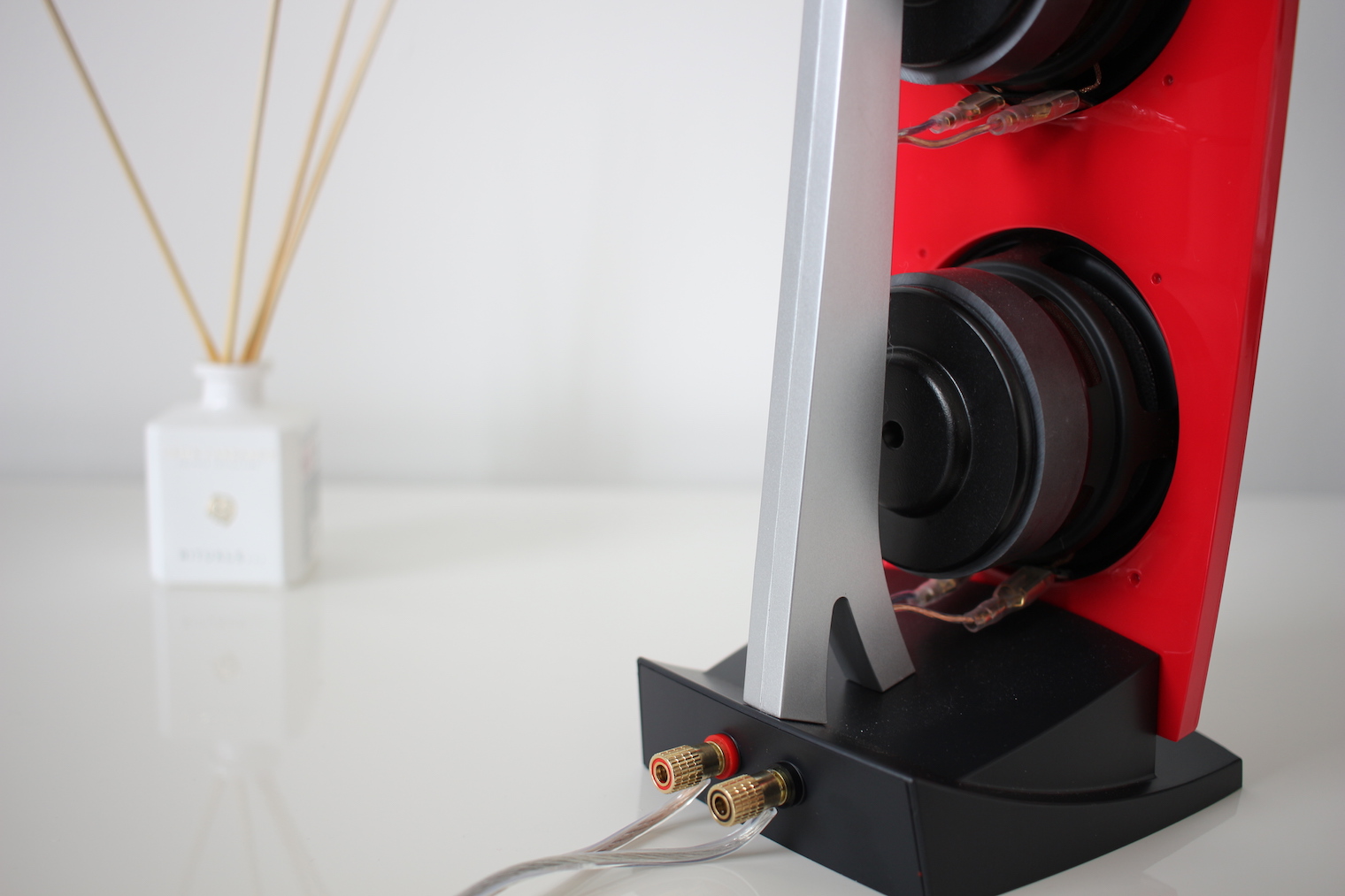 red speaker and diffuser