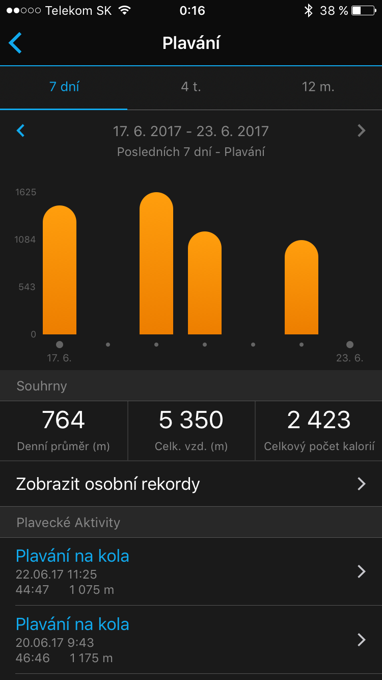 swimming activity summary