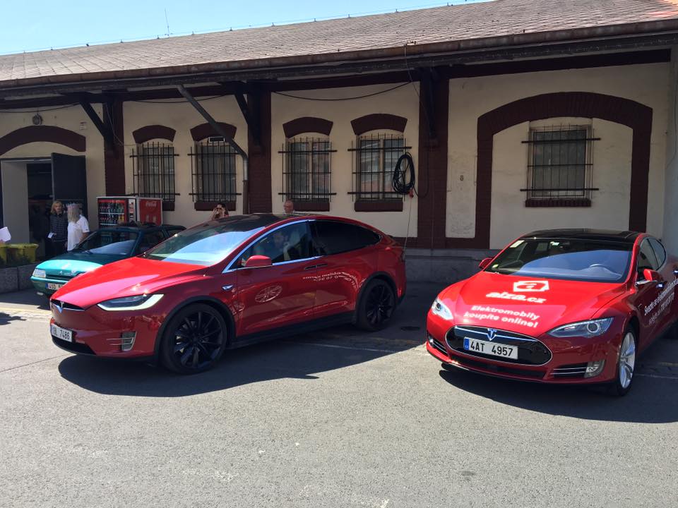 tesla cars outdoor display
