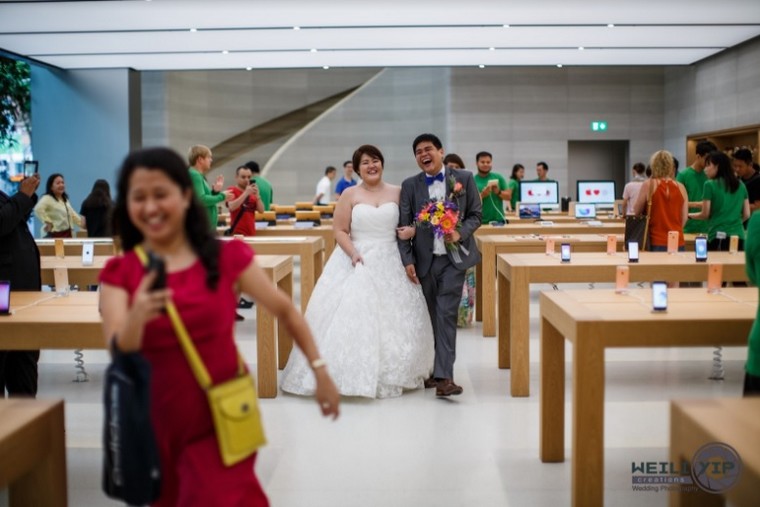 wedding couple in store