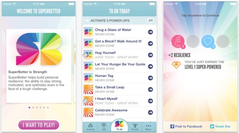 personal resilience app tasks