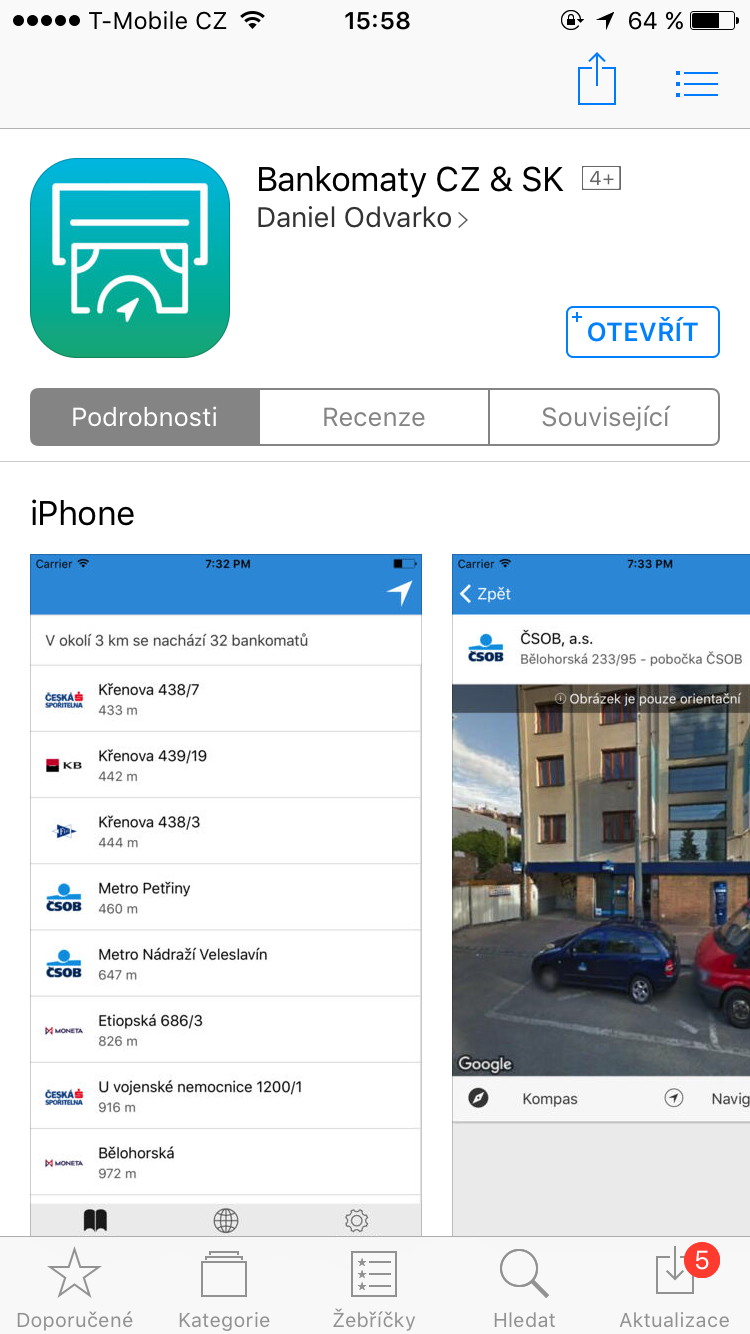 banking app store page