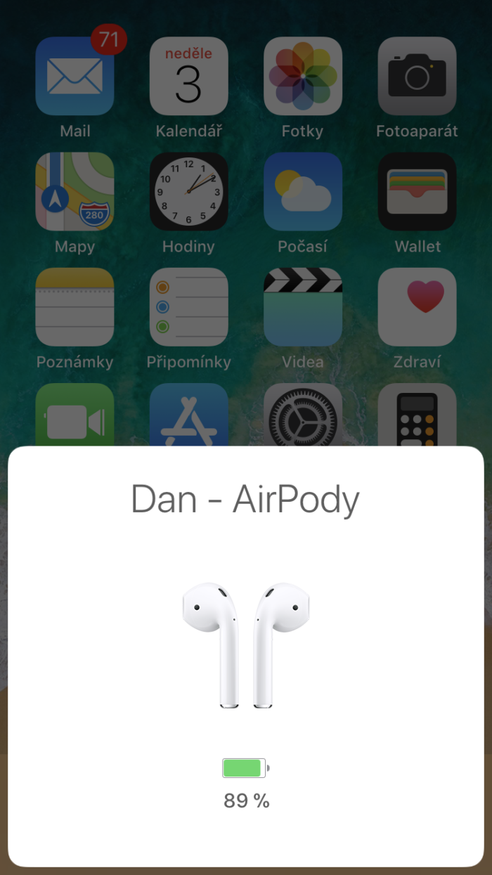 Kontrola baterie AirPods 2