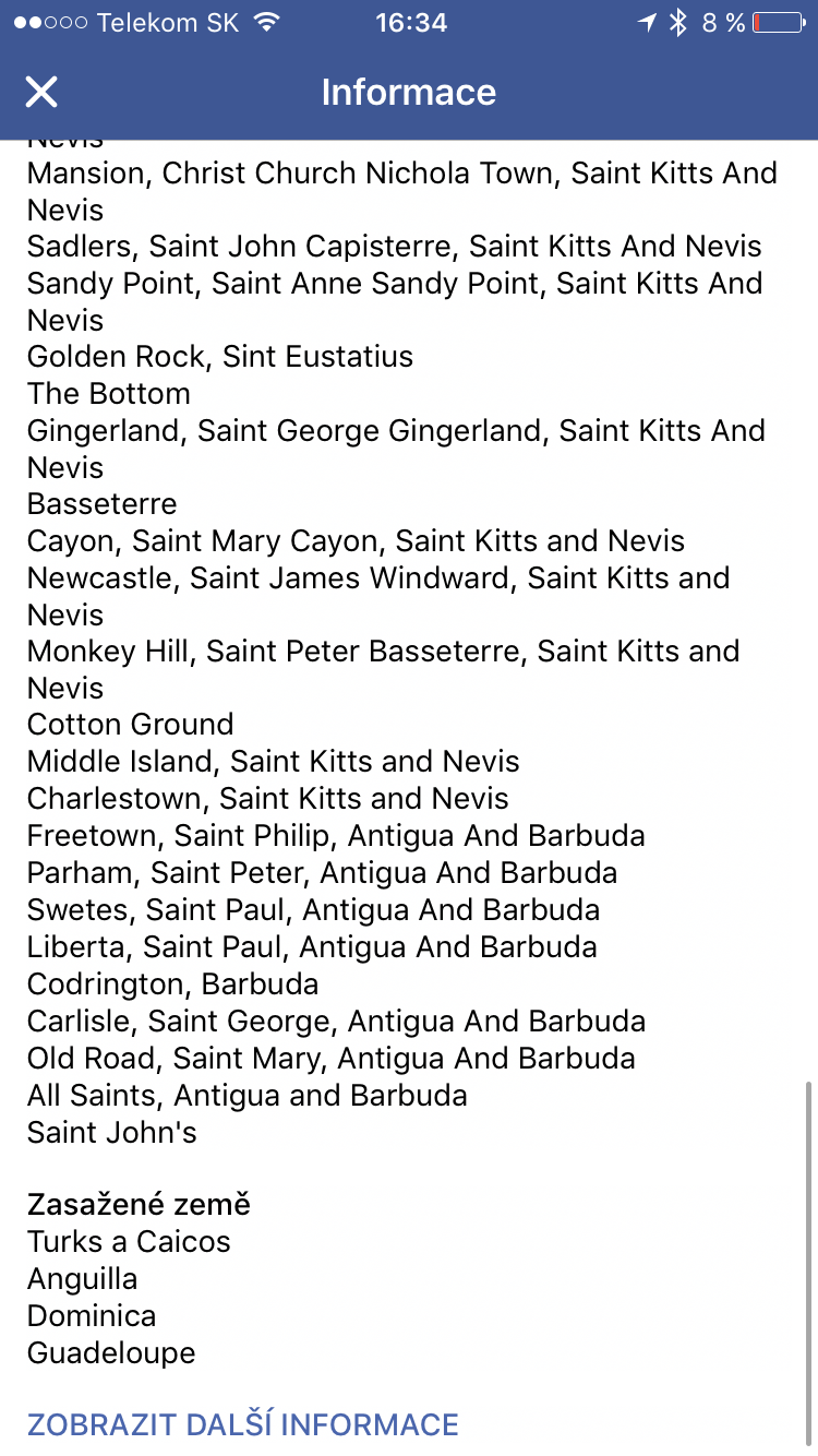 affected areas list caribbean