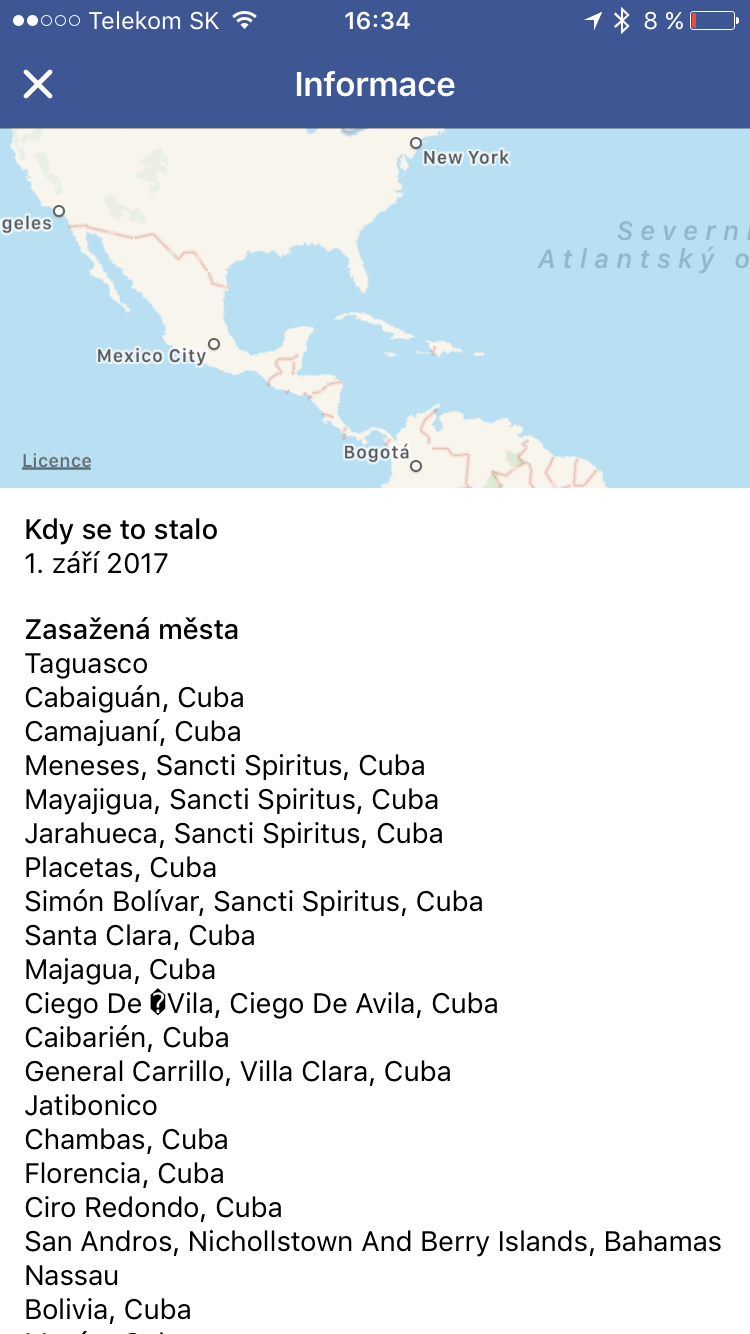 affected areas list cuba