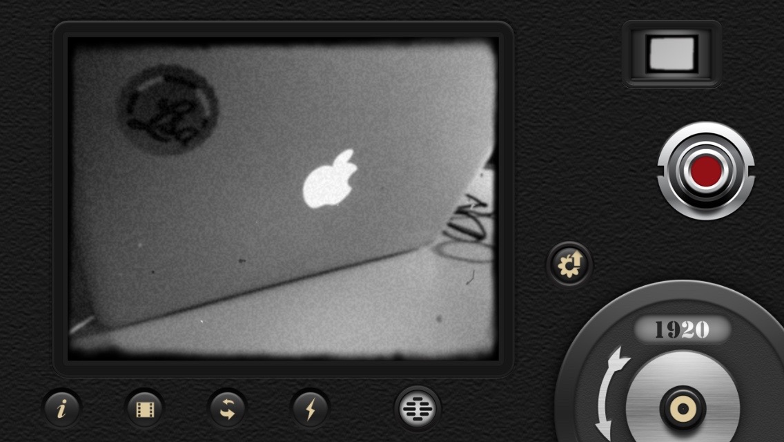black and white camera interface with laptop