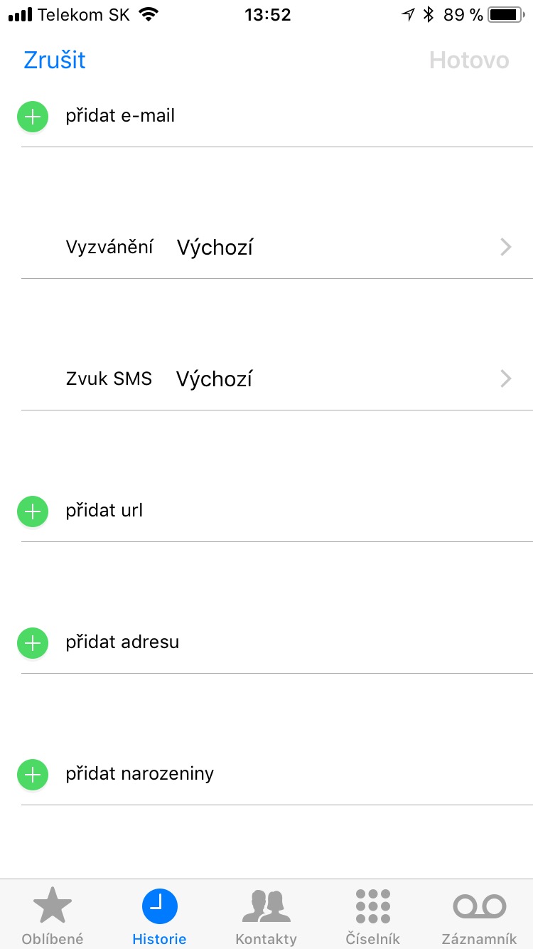 contact settings screen