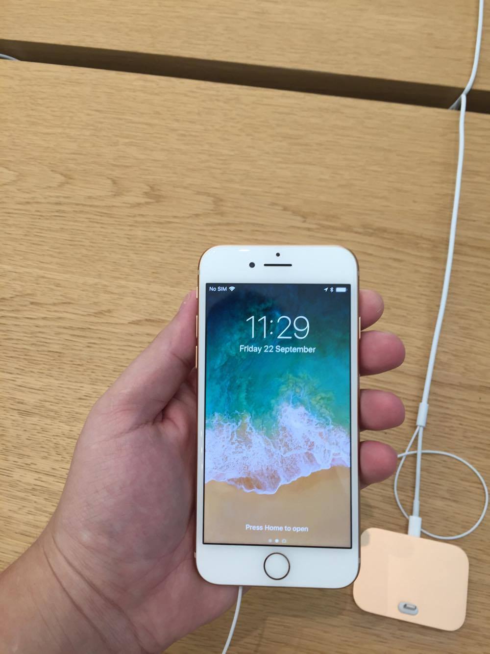 hand holding iphone home screen