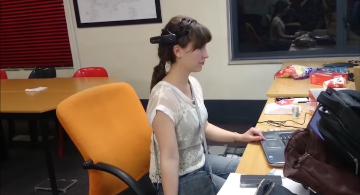person using brainwave headset
