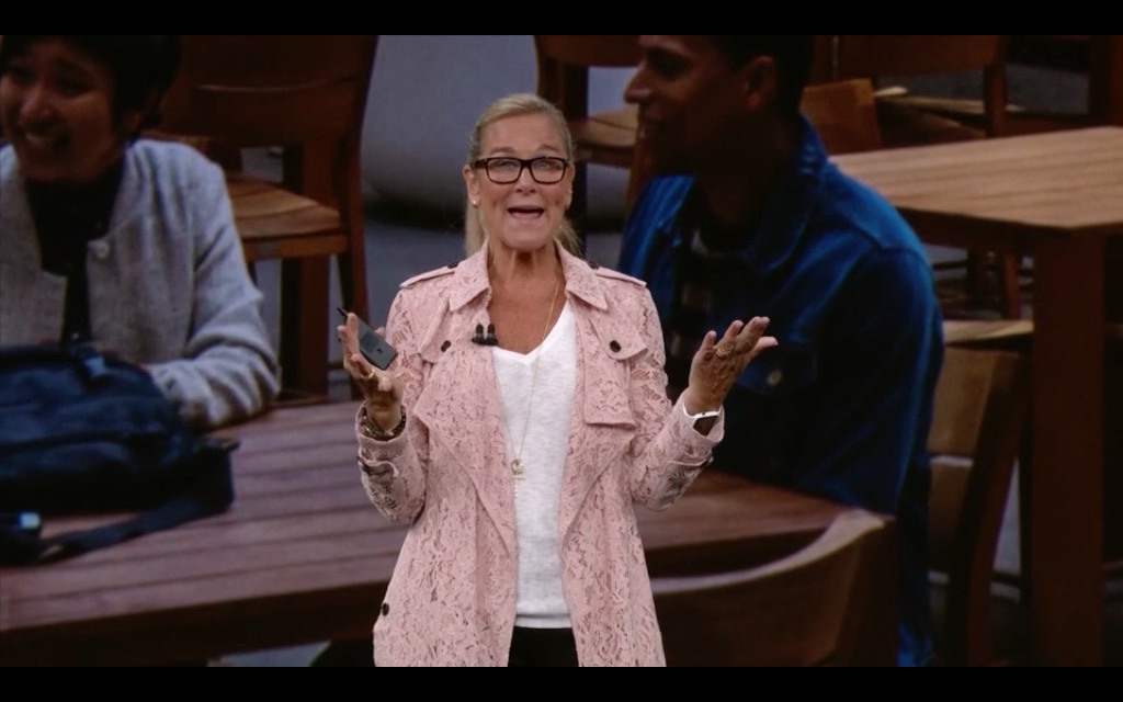 presenter with cafe background