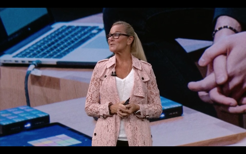 presenter with laptop background