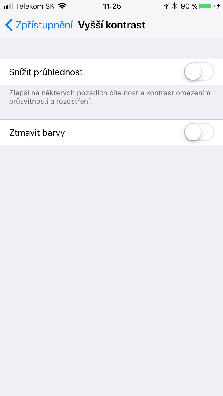 settings high contrast