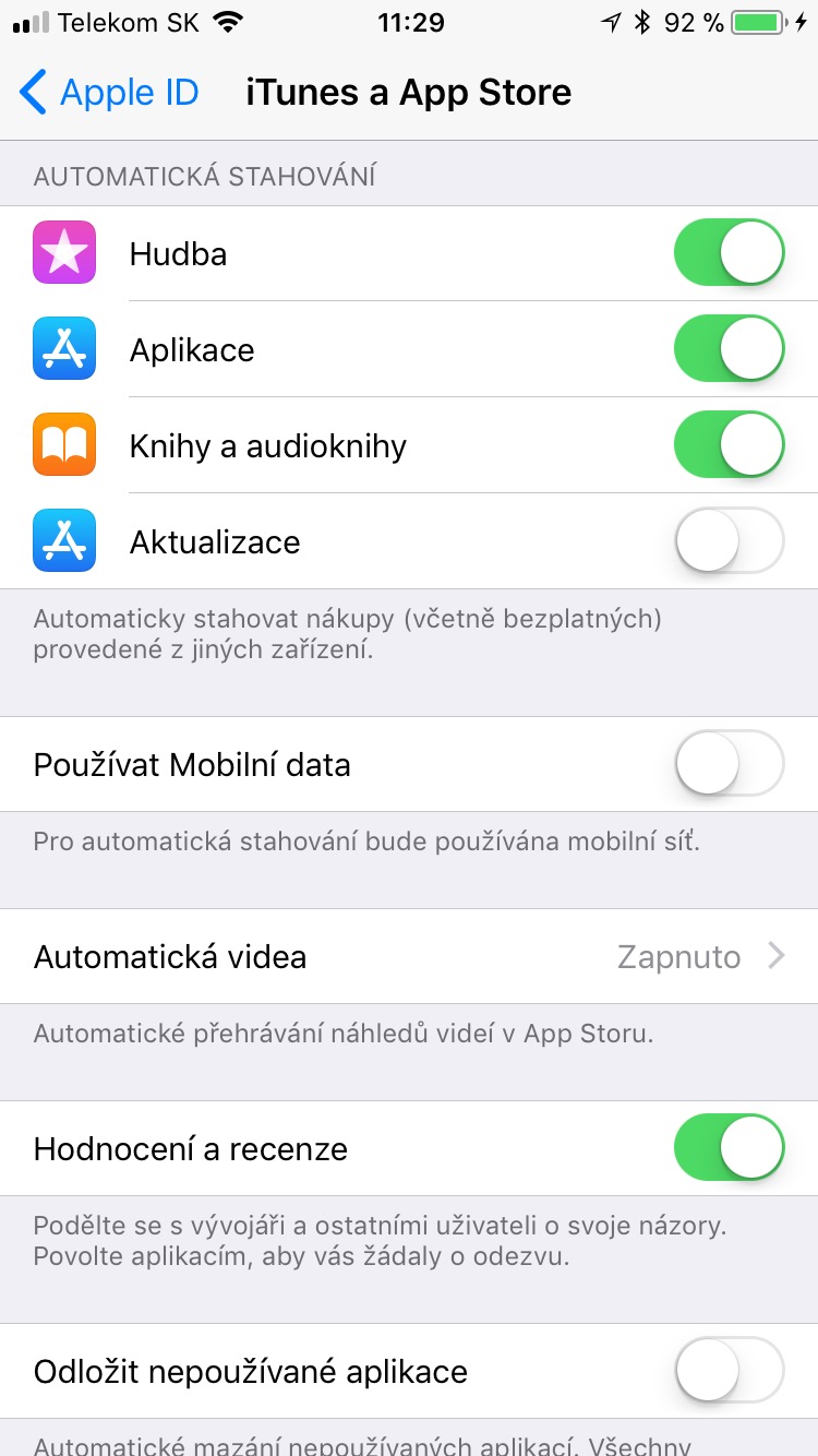 settings itunes app store