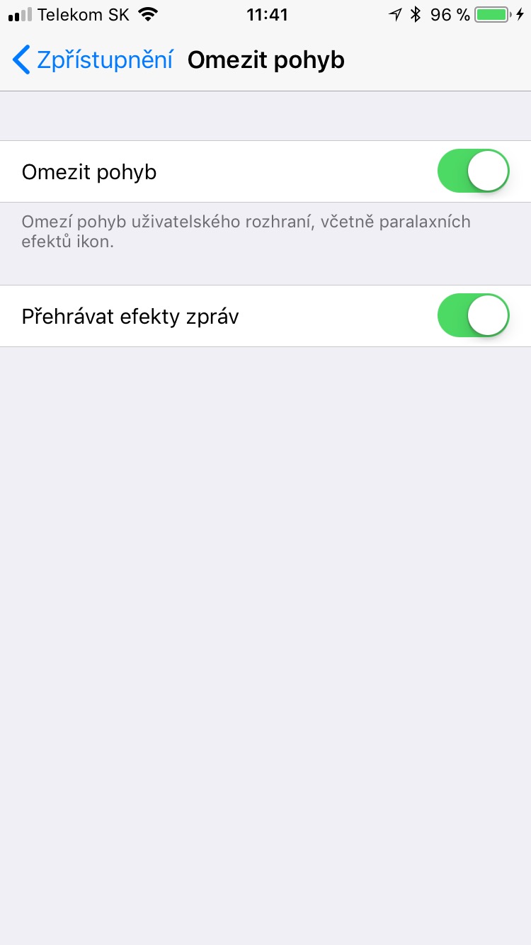 settings reduce motion enabled