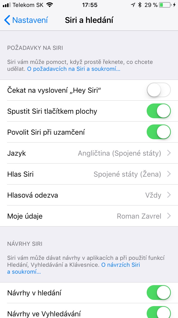 settings siri search