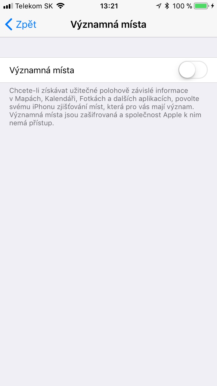 significant locations toggle