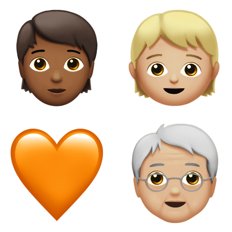 diverse emoji faces and heart