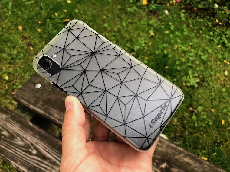 geometric phone case on grass