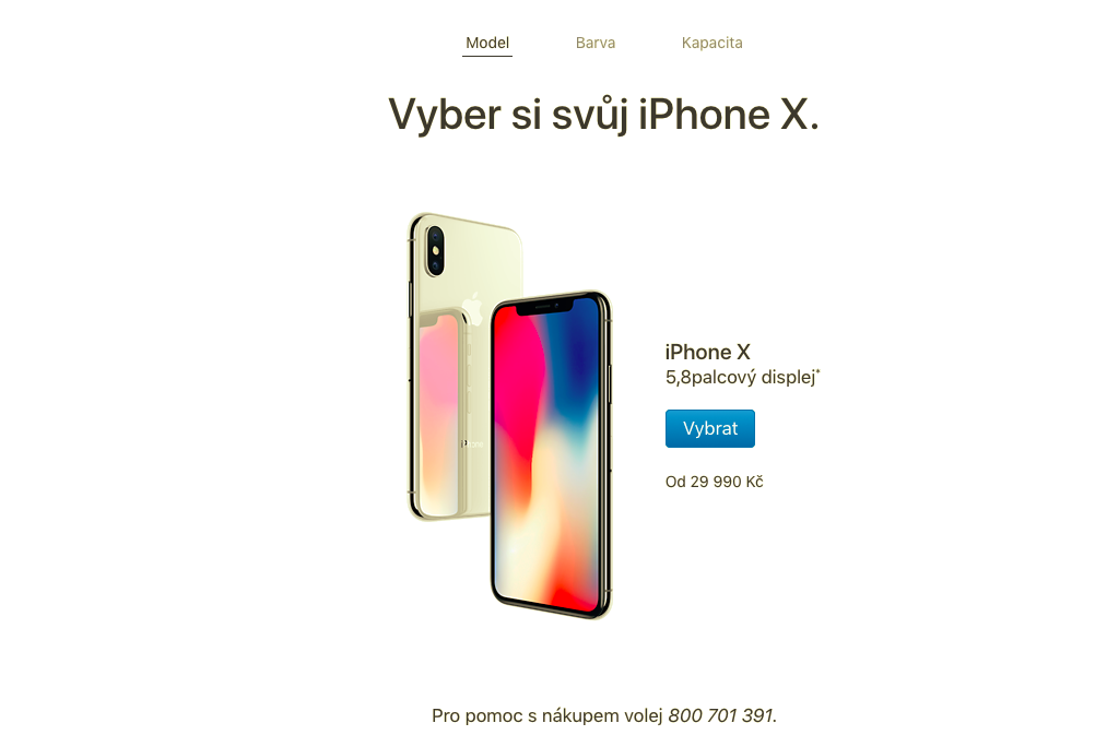 iphone x selection page