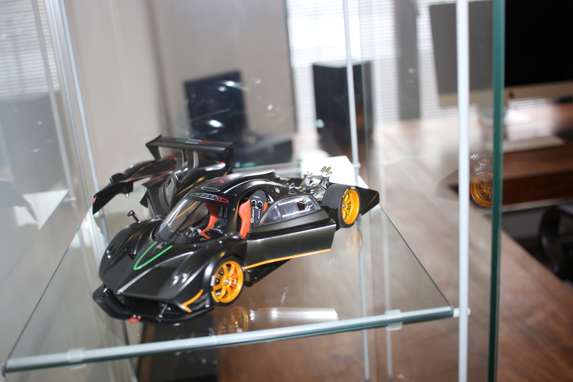 model car in glass display