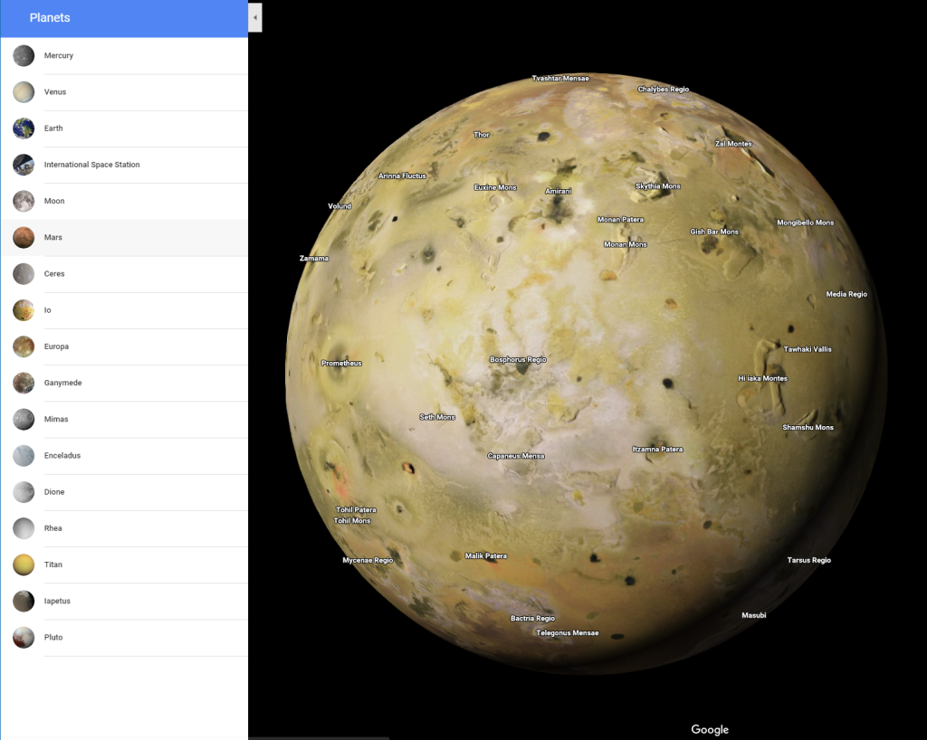 planetary map interface