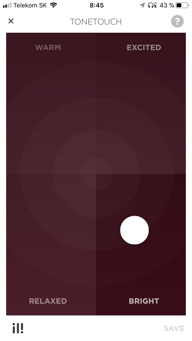 tonetouch sound settings interface