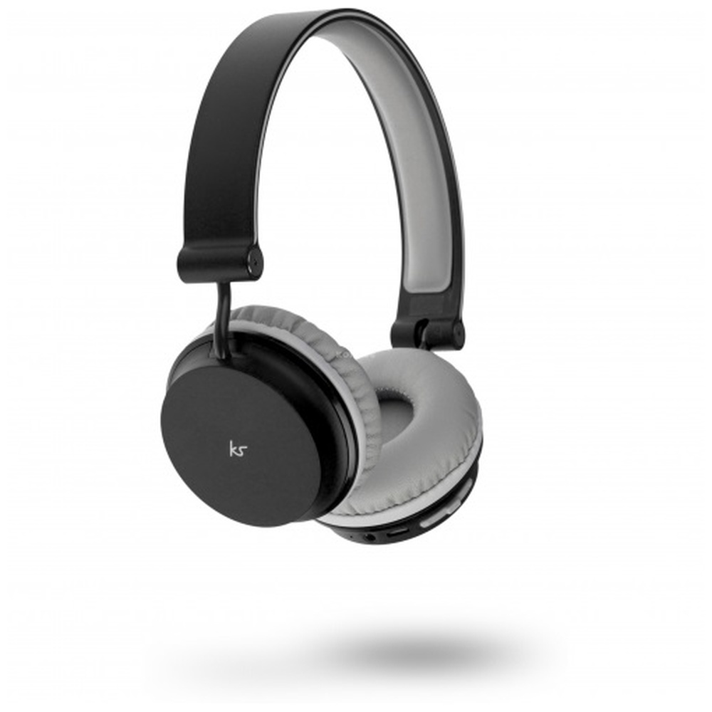 black wireless headphones