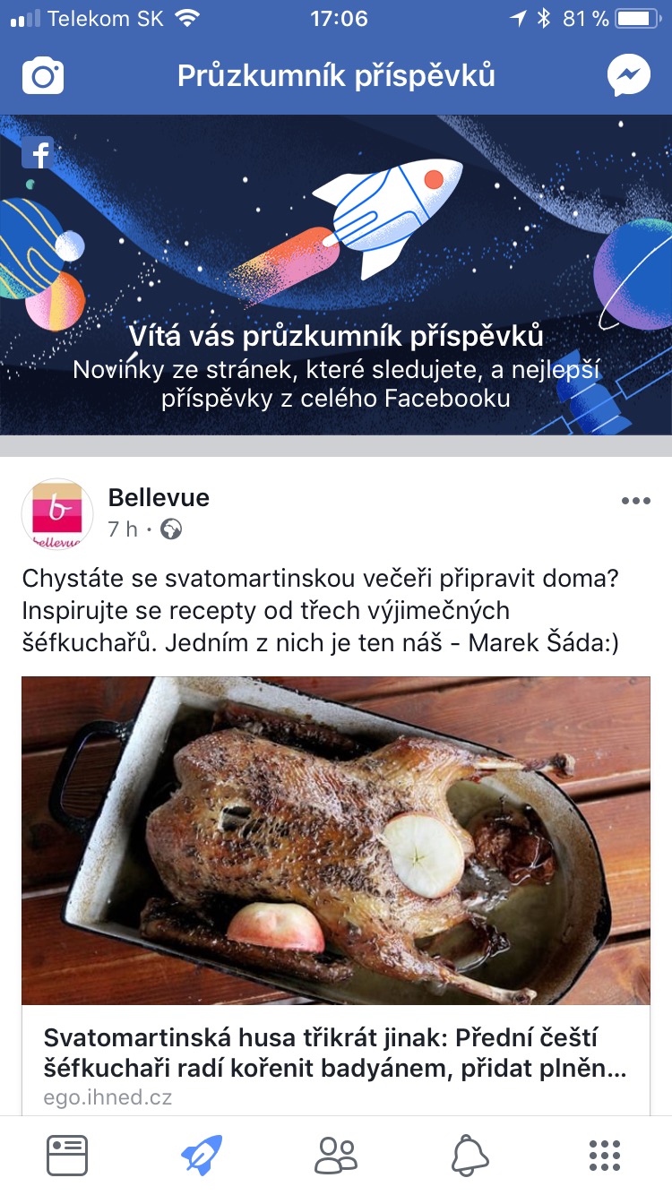 facebook post with food image
