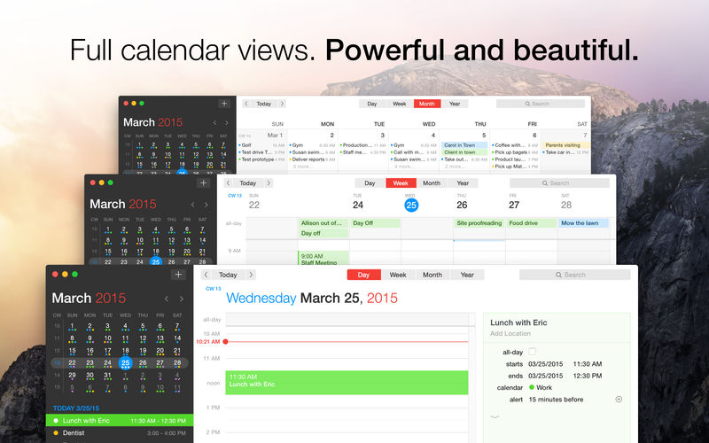 full calendar view interface