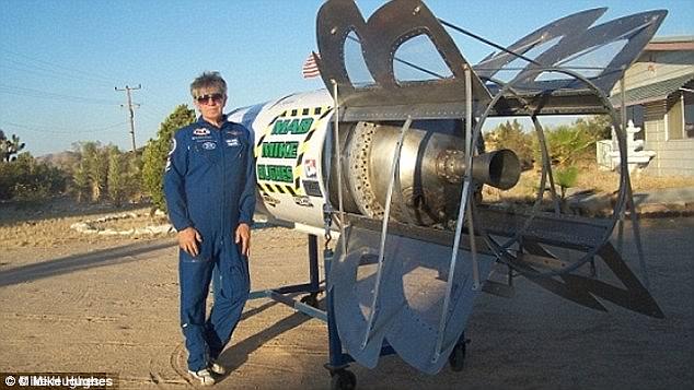 man with homemade rocket