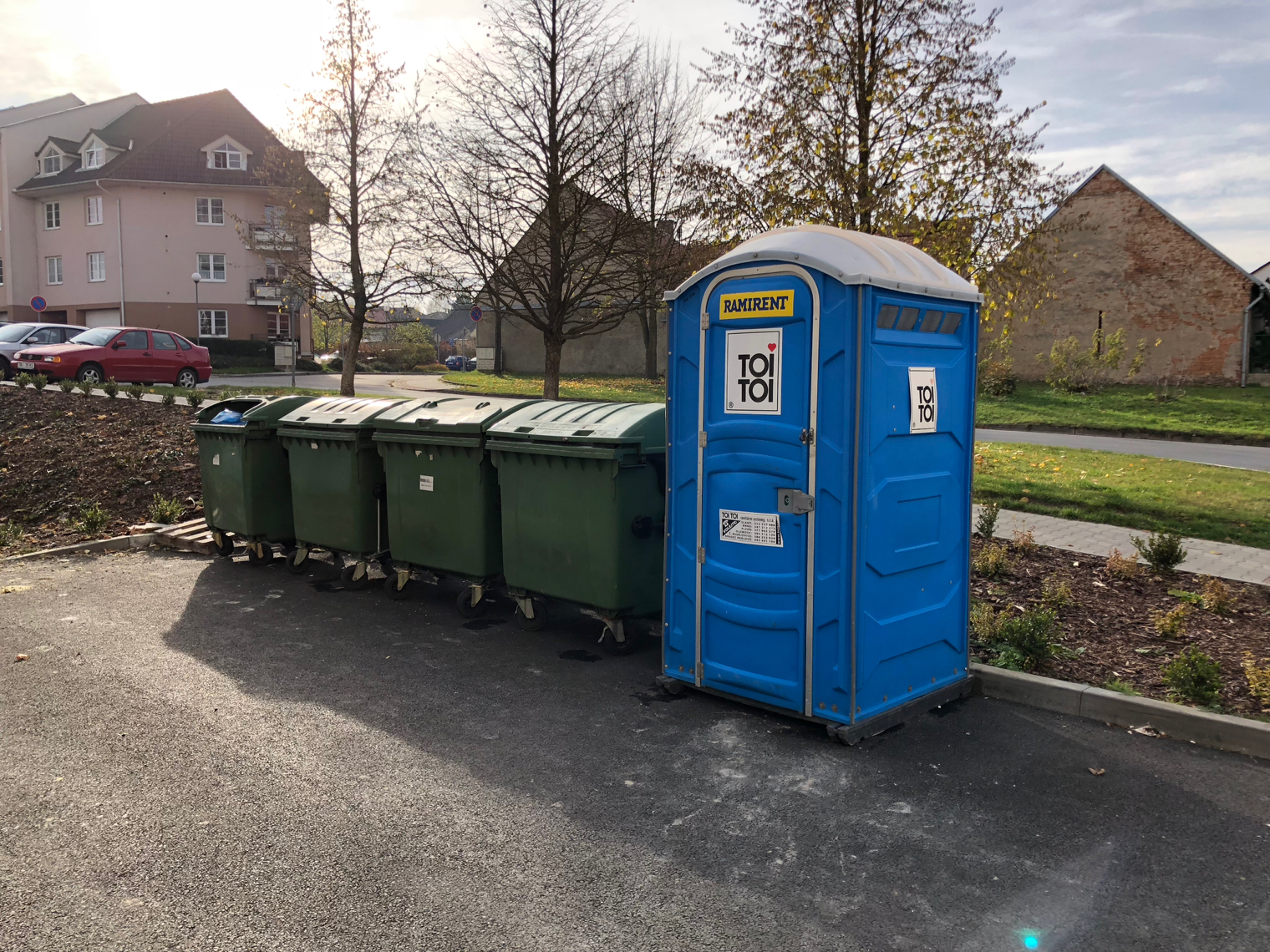 portable toilet and bins