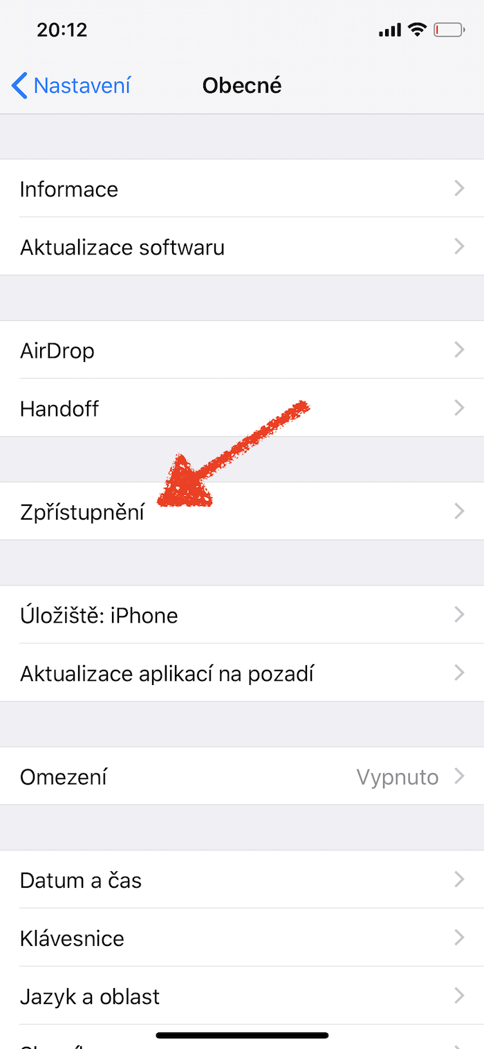 settings accessibility highlighted