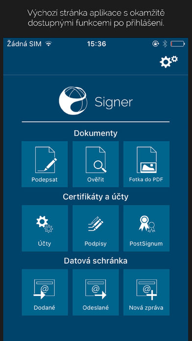 signer app main menu