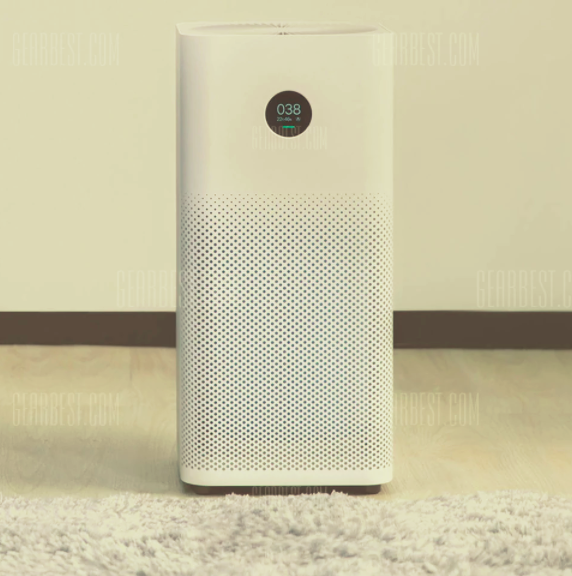 white air purifier in room